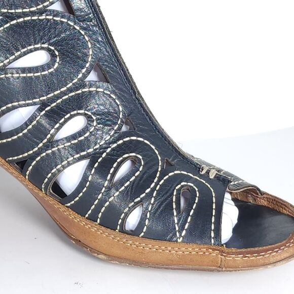 Pikolinos Women's Java EU40 US9-9,5 Black Cutouts Back Zip Caged Sandals Shoes - Picture 13 of 16